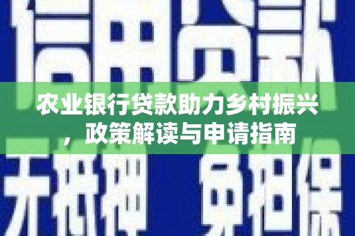 仙游农业银行贷款助力乡村振兴，政策解读与申请指南